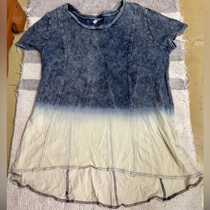 Cato Blue and Cream Ombre Short Sleeve Top